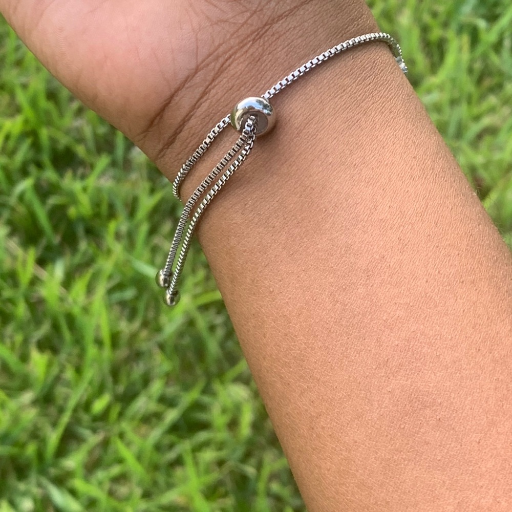Adjustable Dark Blue Rhodium Bracelet - Picture 3 of 4